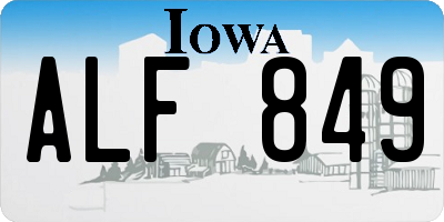 IA license plate ALF849