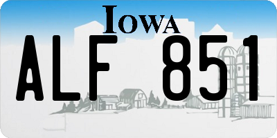 IA license plate ALF851