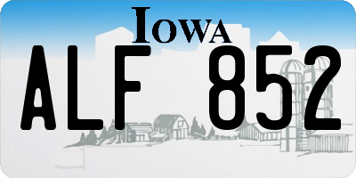 IA license plate ALF852