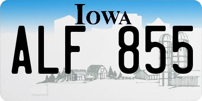 IA license plate ALF855