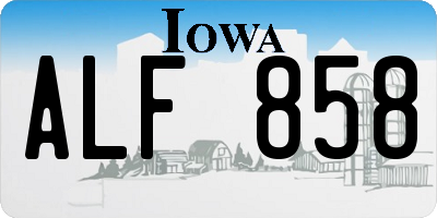 IA license plate ALF858