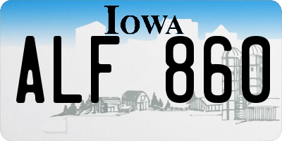 IA license plate ALF860