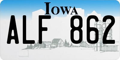 IA license plate ALF862
