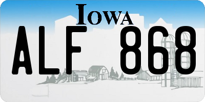 IA license plate ALF868