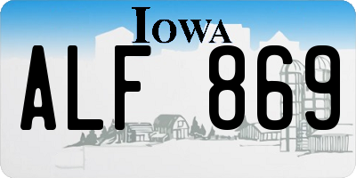 IA license plate ALF869