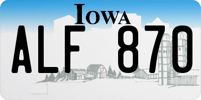 IA license plate ALF870