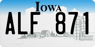 IA license plate ALF871