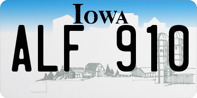 IA license plate ALF910