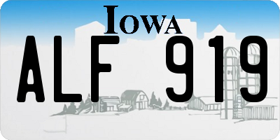 IA license plate ALF919