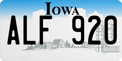 IA license plate ALF920
