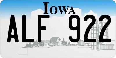 IA license plate ALF922