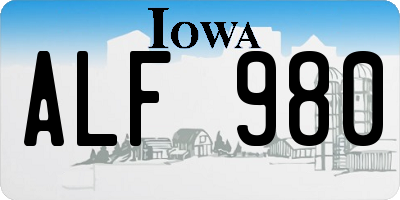 IA license plate ALF980