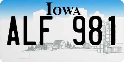 IA license plate ALF981