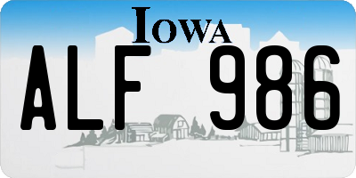 IA license plate ALF986