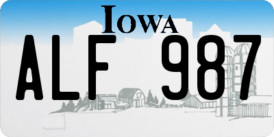 IA license plate ALF987