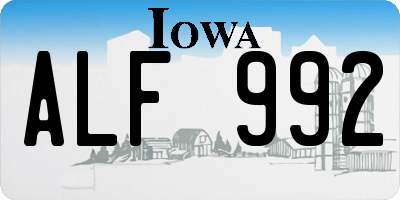 IA license plate ALF992