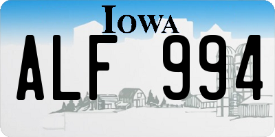 IA license plate ALF994