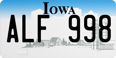IA license plate ALF998