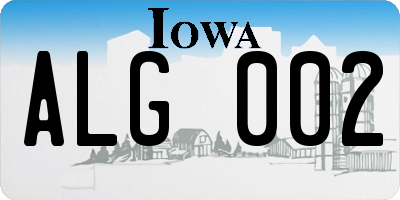 IA license plate ALG002