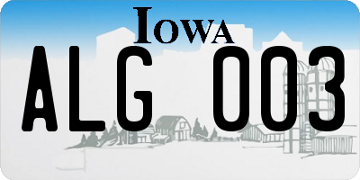 IA license plate ALG003