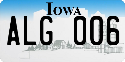 IA license plate ALG006