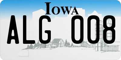IA license plate ALG008