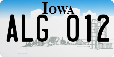 IA license plate ALG012