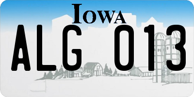 IA license plate ALG013