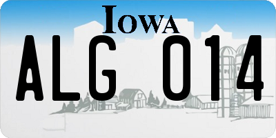 IA license plate ALG014