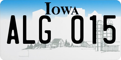 IA license plate ALG015
