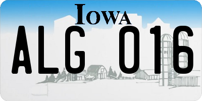 IA license plate ALG016