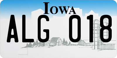 IA license plate ALG018