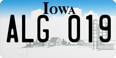 IA license plate ALG019