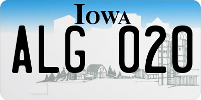 IA license plate ALG020