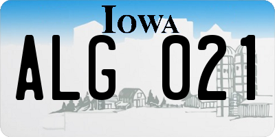 IA license plate ALG021