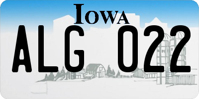 IA license plate ALG022