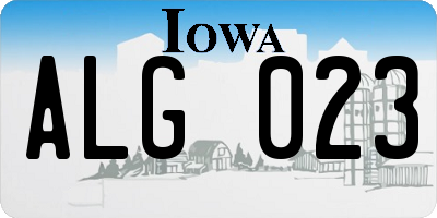 IA license plate ALG023