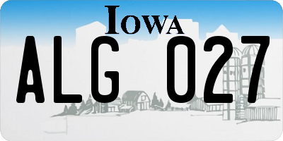 IA license plate ALG027