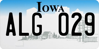 IA license plate ALG029