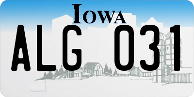 IA license plate ALG031