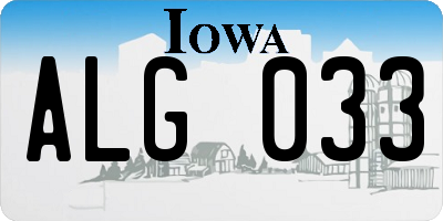 IA license plate ALG033