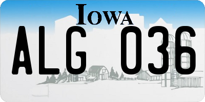 IA license plate ALG036