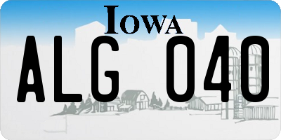 IA license plate ALG040