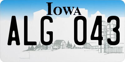 IA license plate ALG043