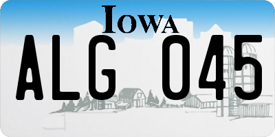 IA license plate ALG045