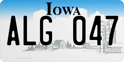 IA license plate ALG047