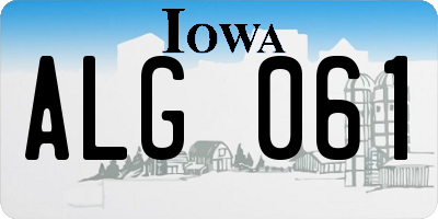 IA license plate ALG061