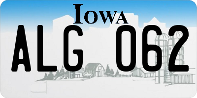 IA license plate ALG062