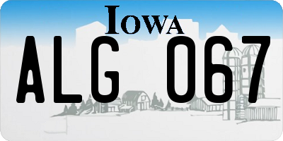 IA license plate ALG067