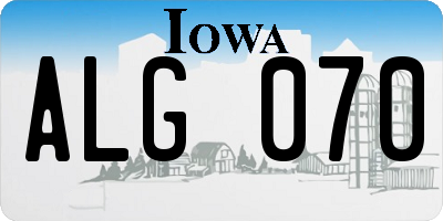 IA license plate ALG070